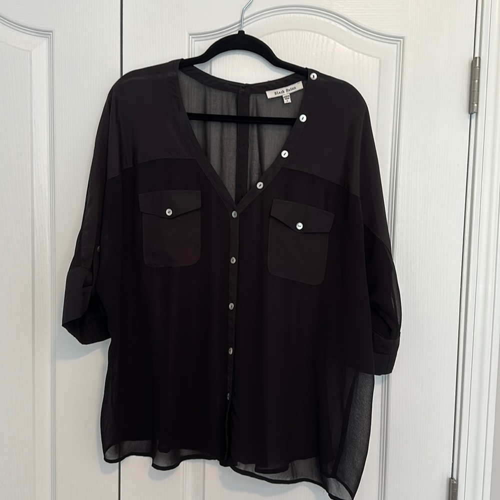 Large Black Sheer Black Rainn Blouse